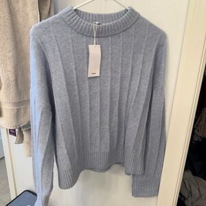 NWT Mango Thick Ribbed Crew Neck Sweater Light blue size M